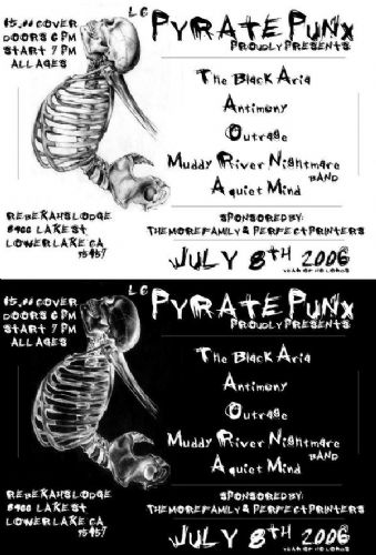 Lake County Pyrate Punx w/The Black Aria, Antimony, Outrage, A Quiet Mind